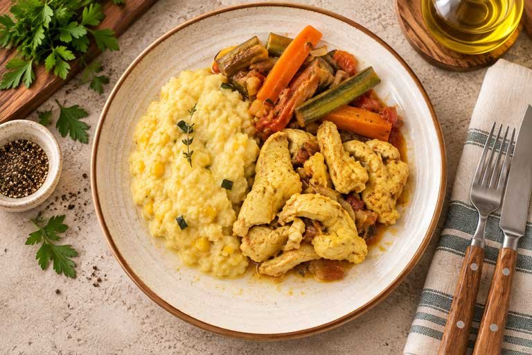 LC014 frango legumes thai risoto canjiquinha